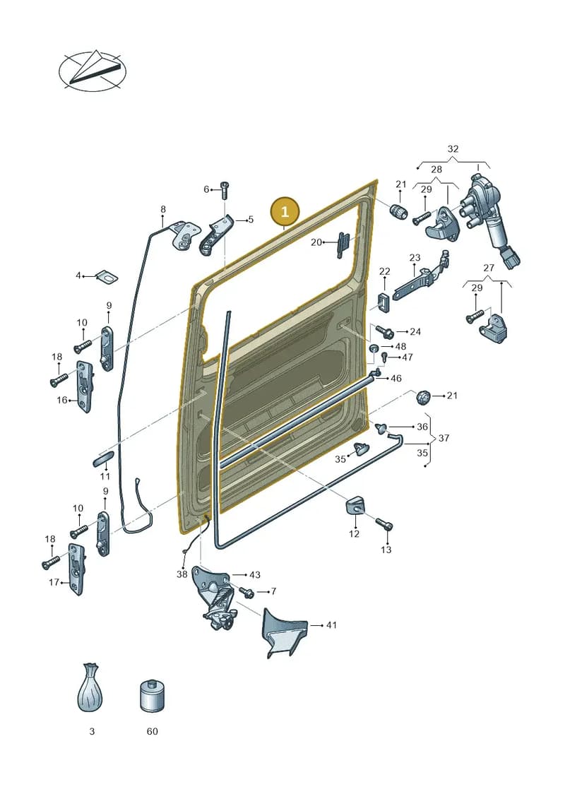 7LA843107E — Volkswagen Transp. caravelle (2009-2011) diagram 410843000, position 1