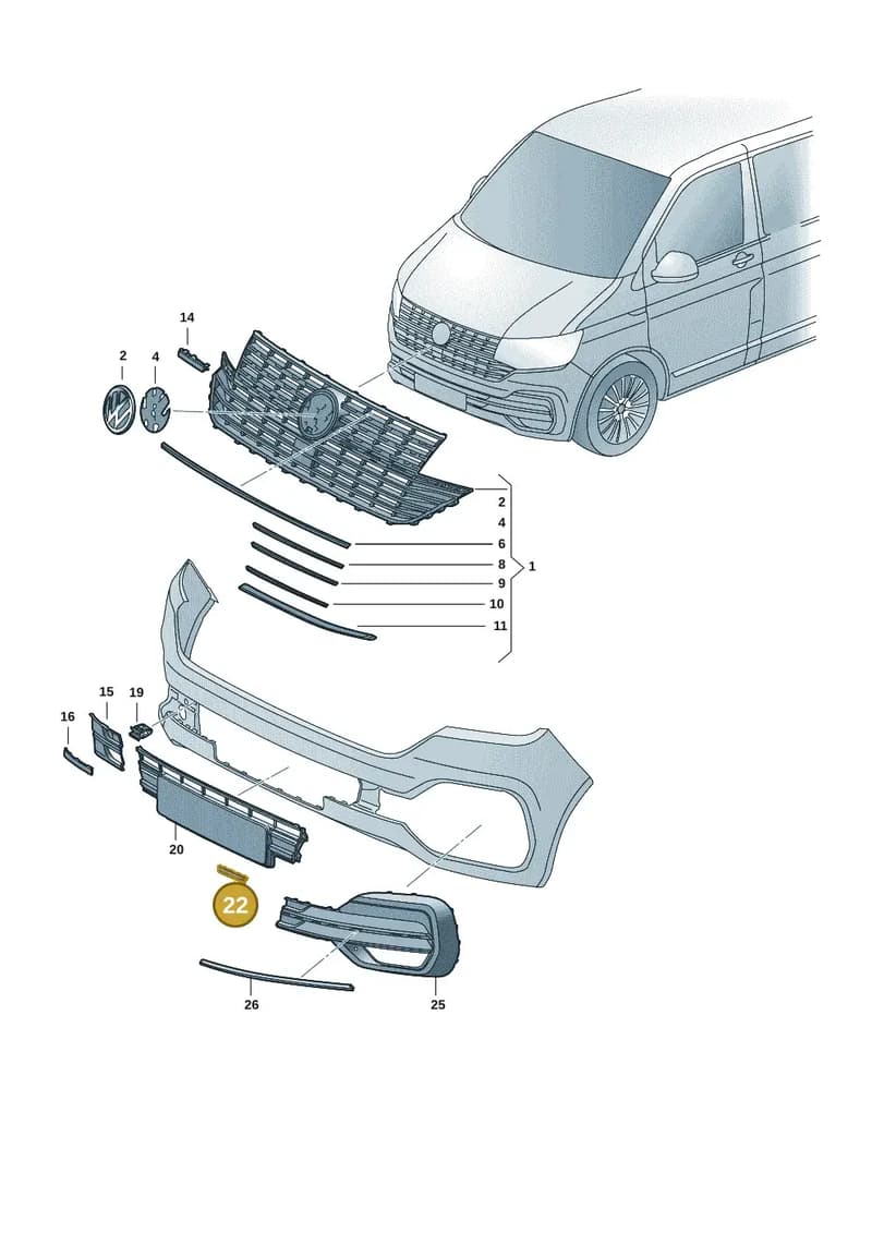 7LA853762A2ZZ — Volkswagen Transporter Multivan (2019-2024) diagram 7e0853000, position 22