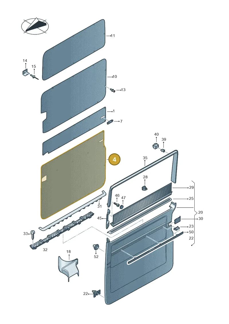 7LA867203A3F9 — Volkswagen Caravelle (2019-2024) diagram 410867100, position 4