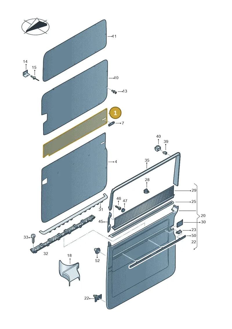 7LA867203BYP9 — Volkswagen Caravelle (2019-2024) diagram 410867100, position 1
