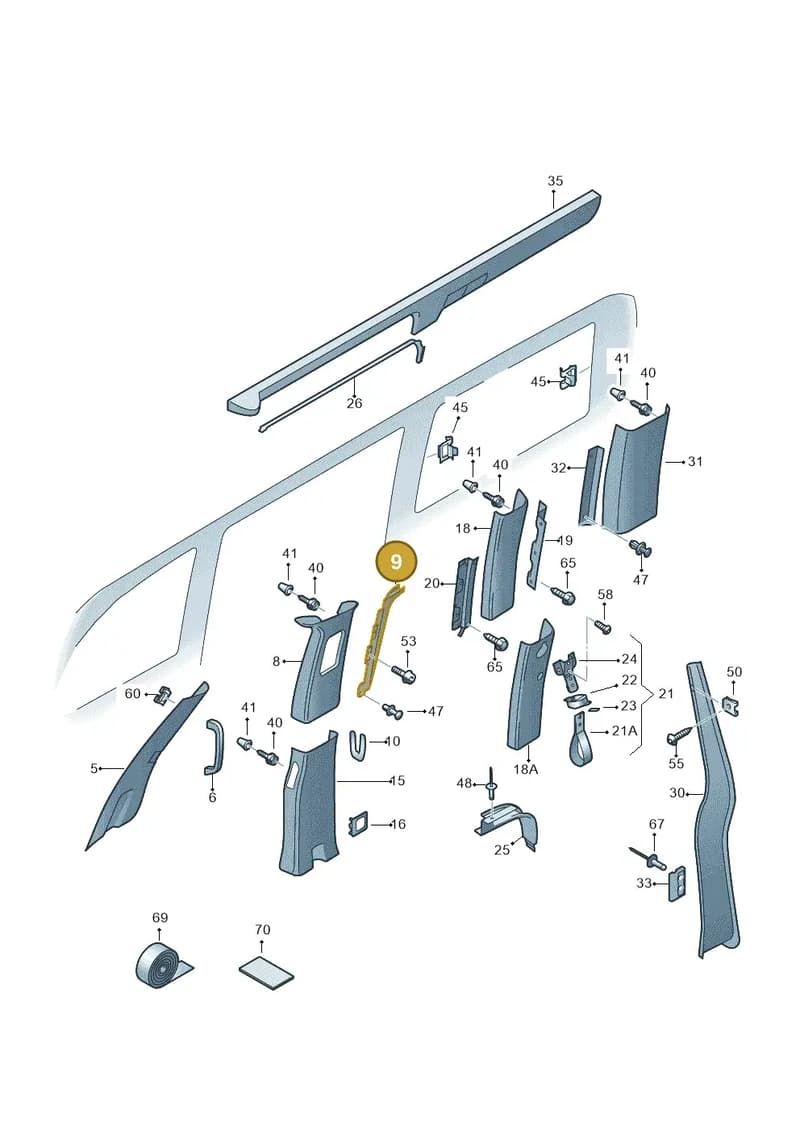 7LA867243AX30 — Volkswagen Caravelle (2019-2024) diagram 871867700, position 9