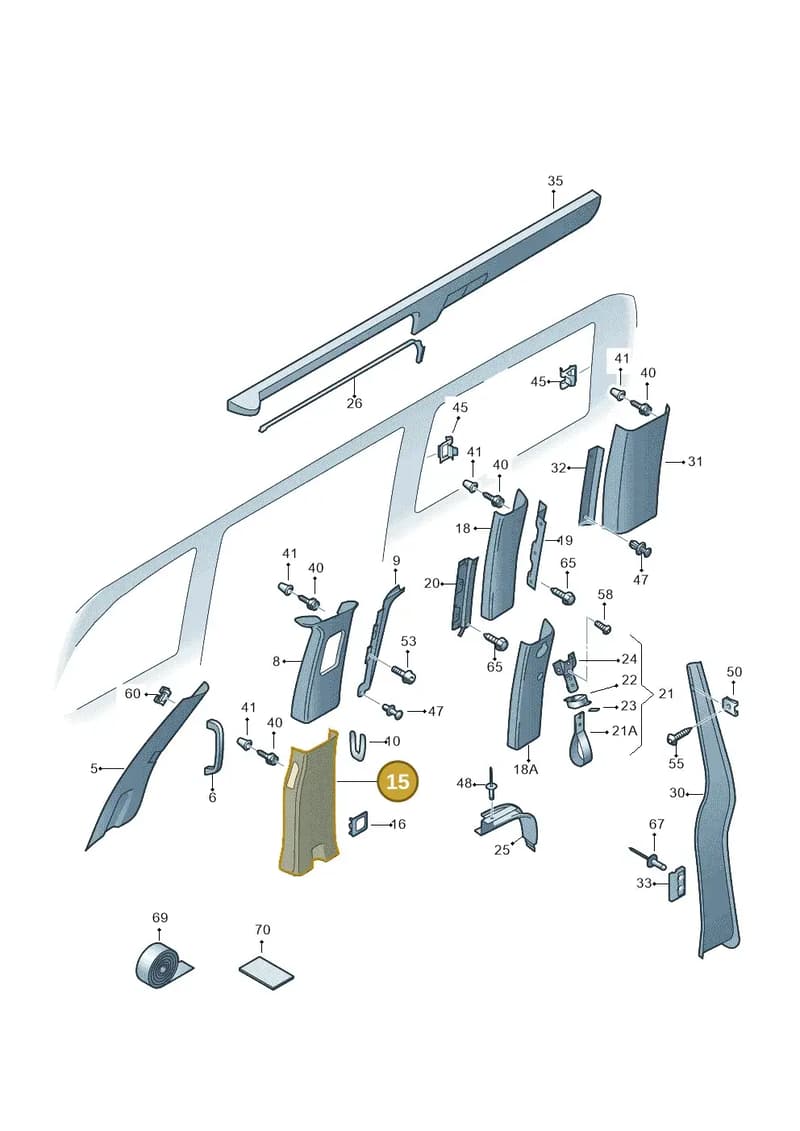 7LA867291ANA2 — Volkswagen Caravelle (2019-2024) diagram 871867700, position 15