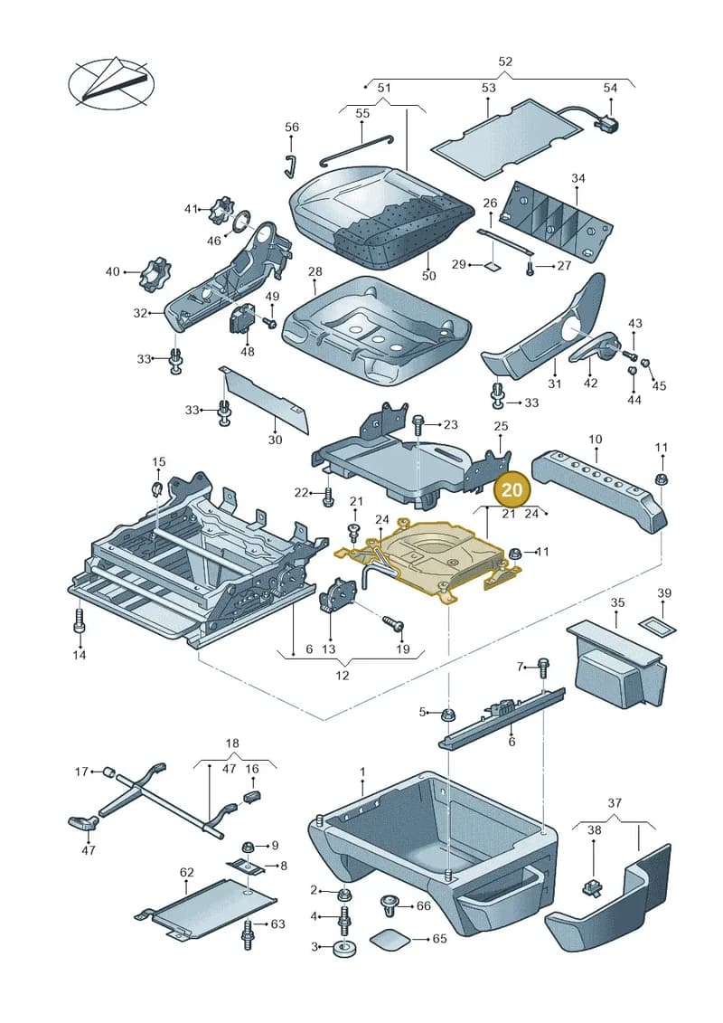 7LA88230901A — Volkswagen Transporter Multivan (2019-2024) diagram 861881000, position 20