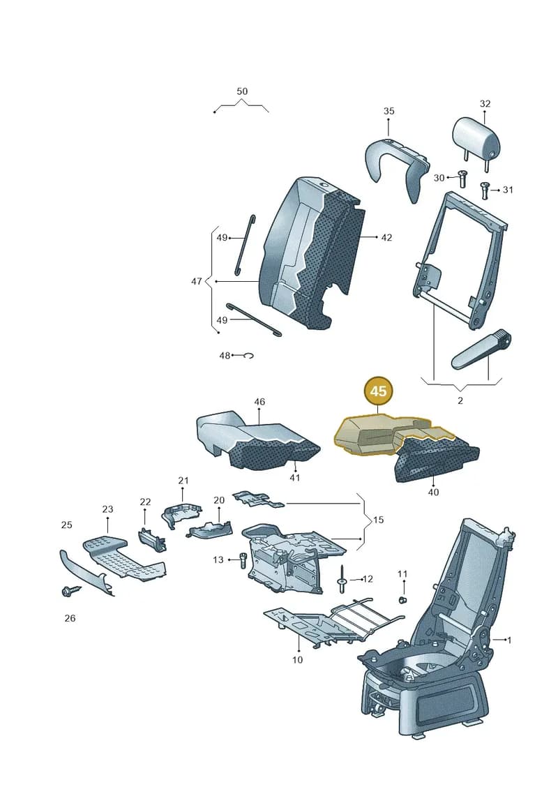 7LA883451CUEW — Volkswagen Transporter Multivan (2019-2024) diagram 679883350, position 45