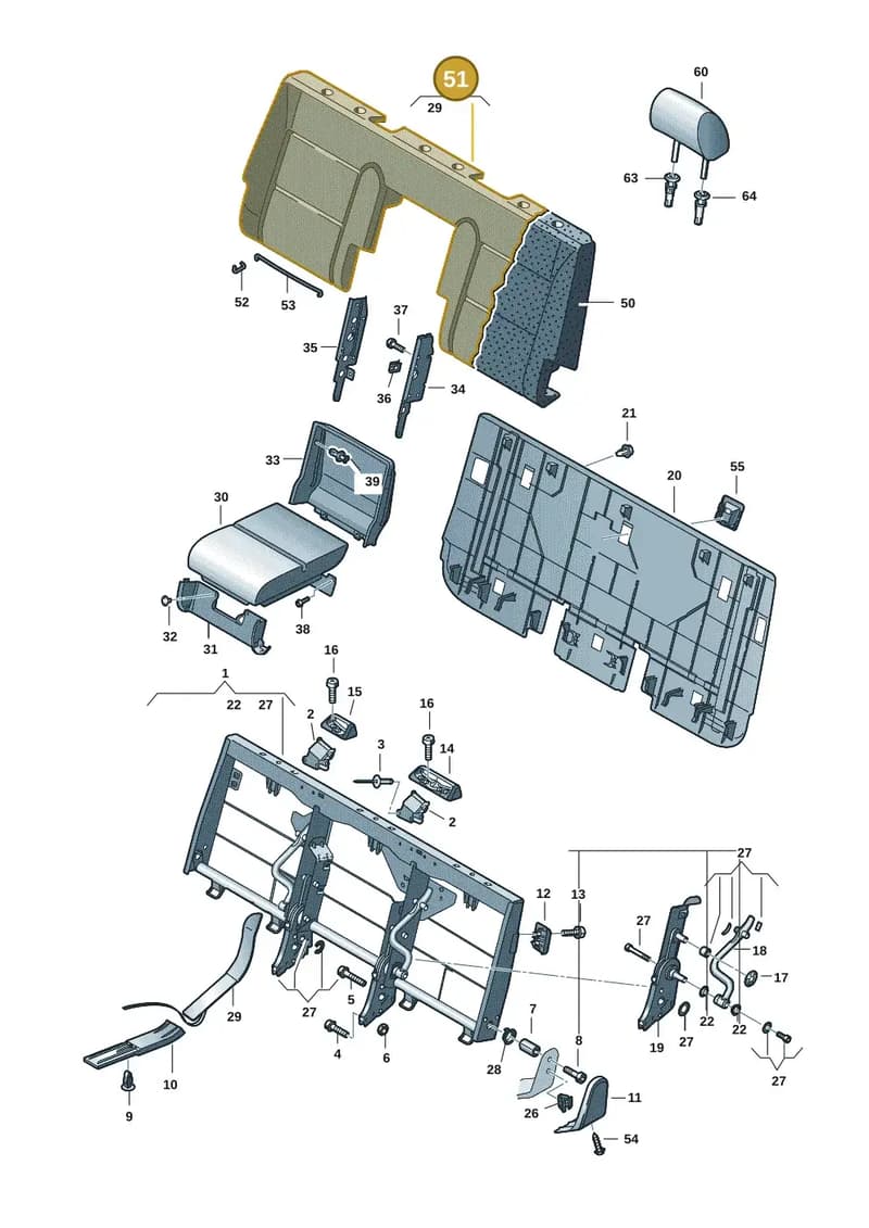 7LA885805AEUES — Volkswagen Transporter Multivan (2019-2024) diagram 7em885600, position 51
