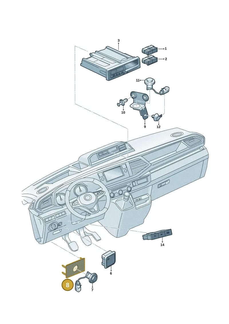 7LA906287 — Volkswagen Caravelle (2019-2024) diagram 7ep941066, position 8