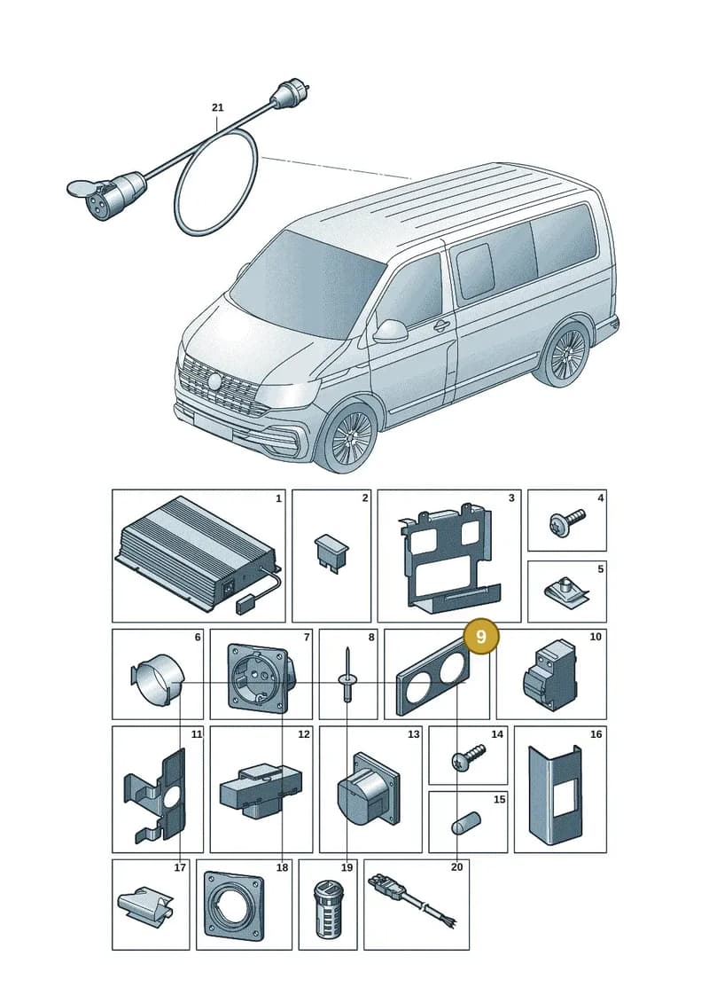 7LA94137782V — Volkswagen Caravelle (2019-2024) diagram 7ep937100, position 9