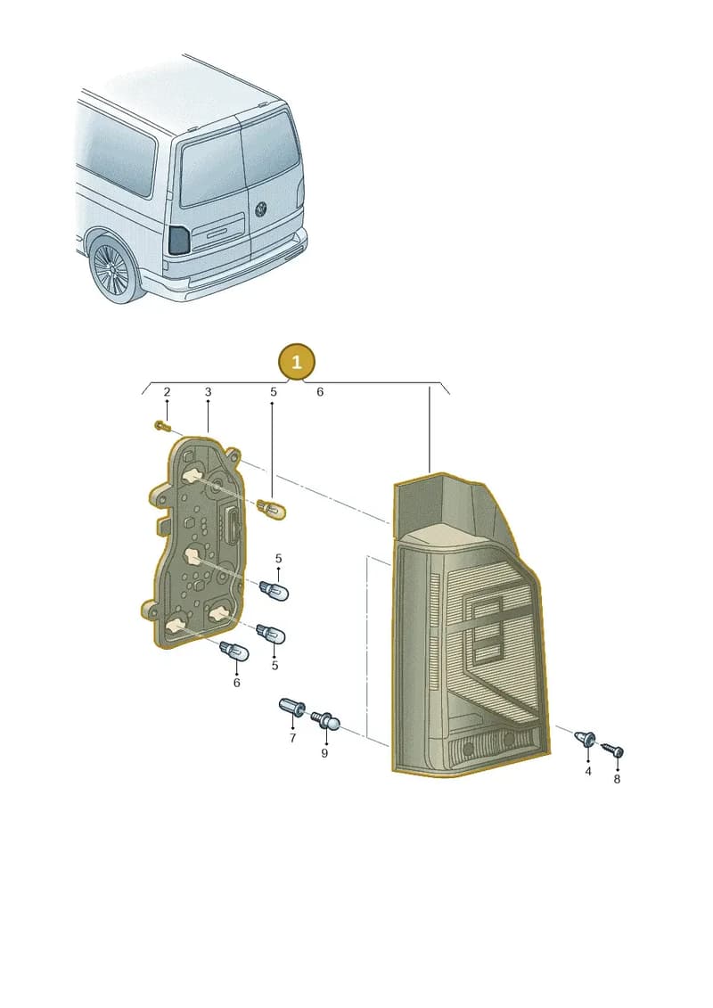 7LA945096M — Volkswagen Caravelle (2019-2024) diagram 7ep945005, position 1