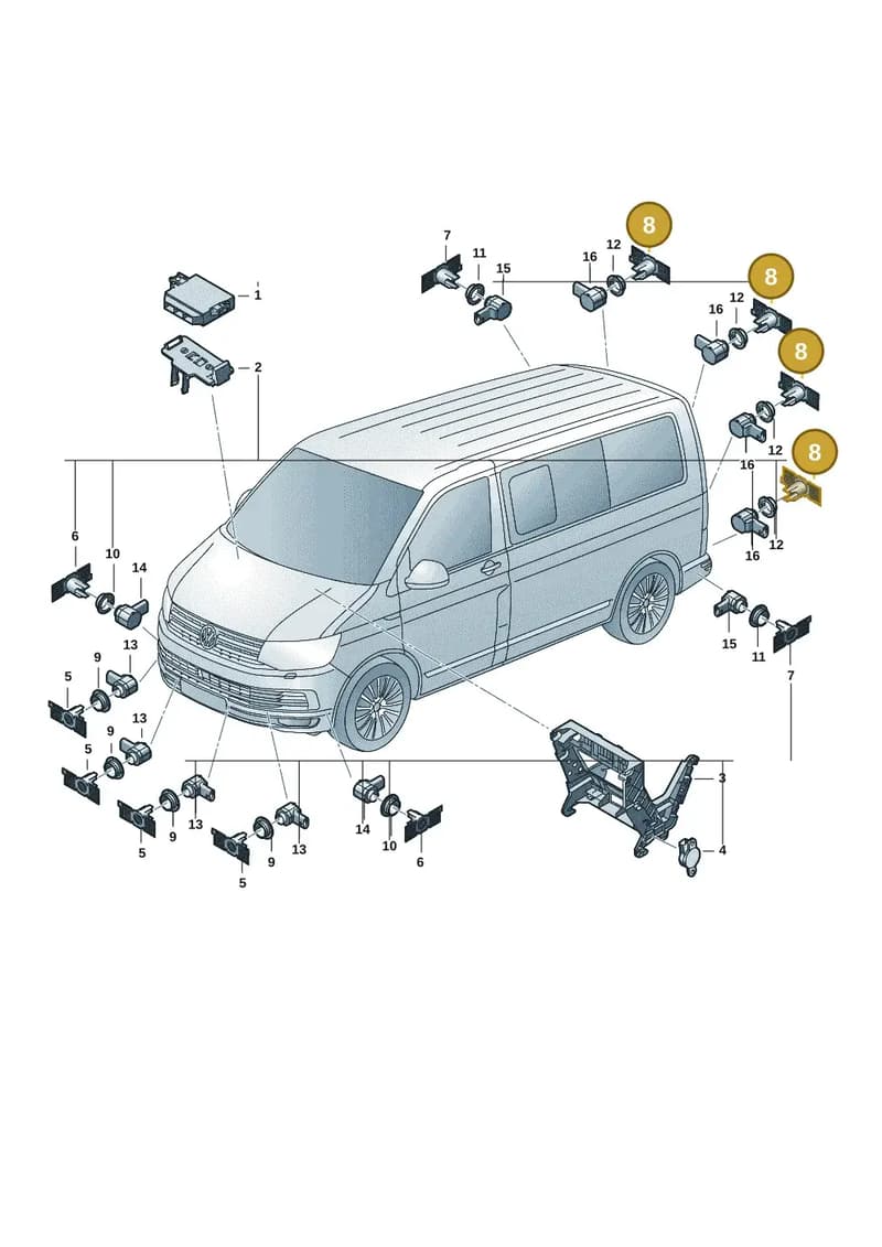 7LA998491 — Volkswagen Caravelle (2019-2024) diagram 7ep919000, position 8