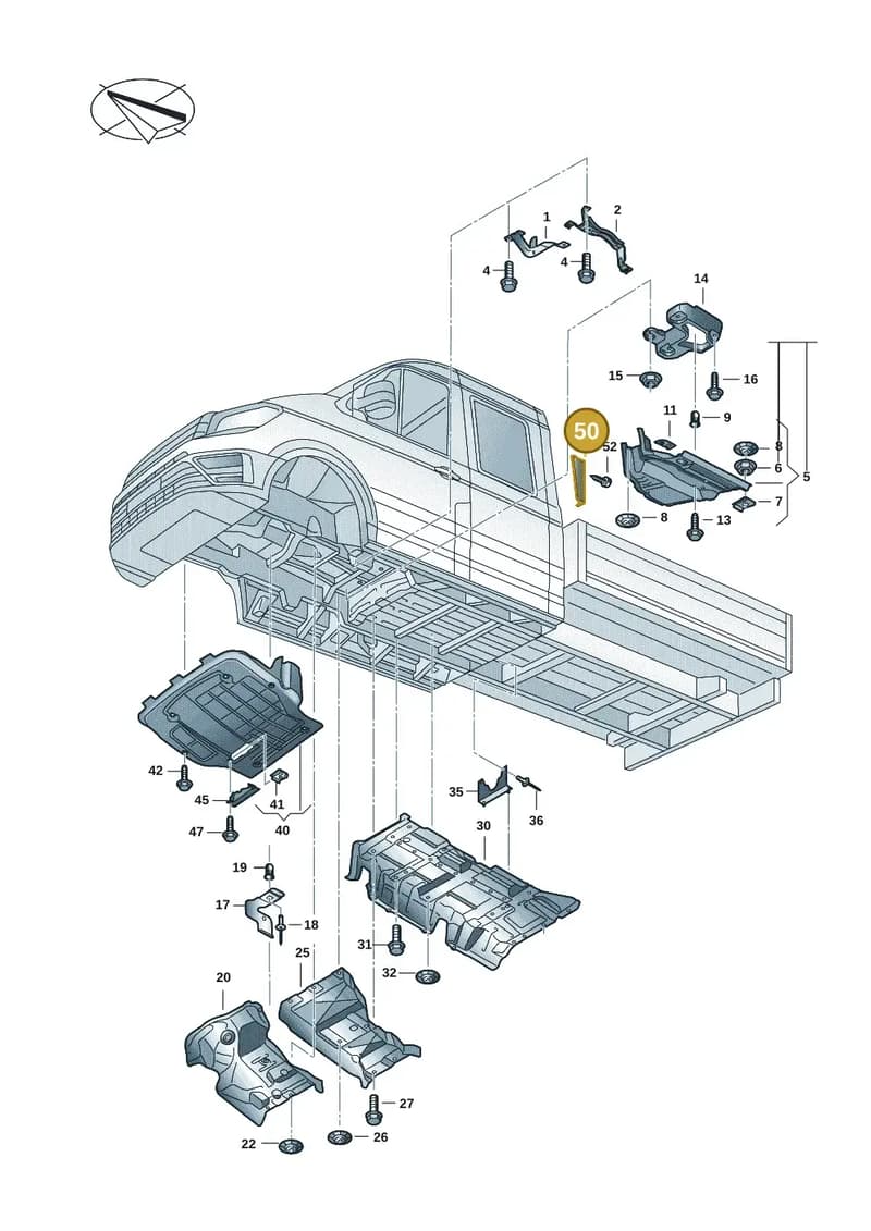 7LB825499A — Volkswagen Transporter Single Cab (2019-2024) diagram 7fp825000, position 50
