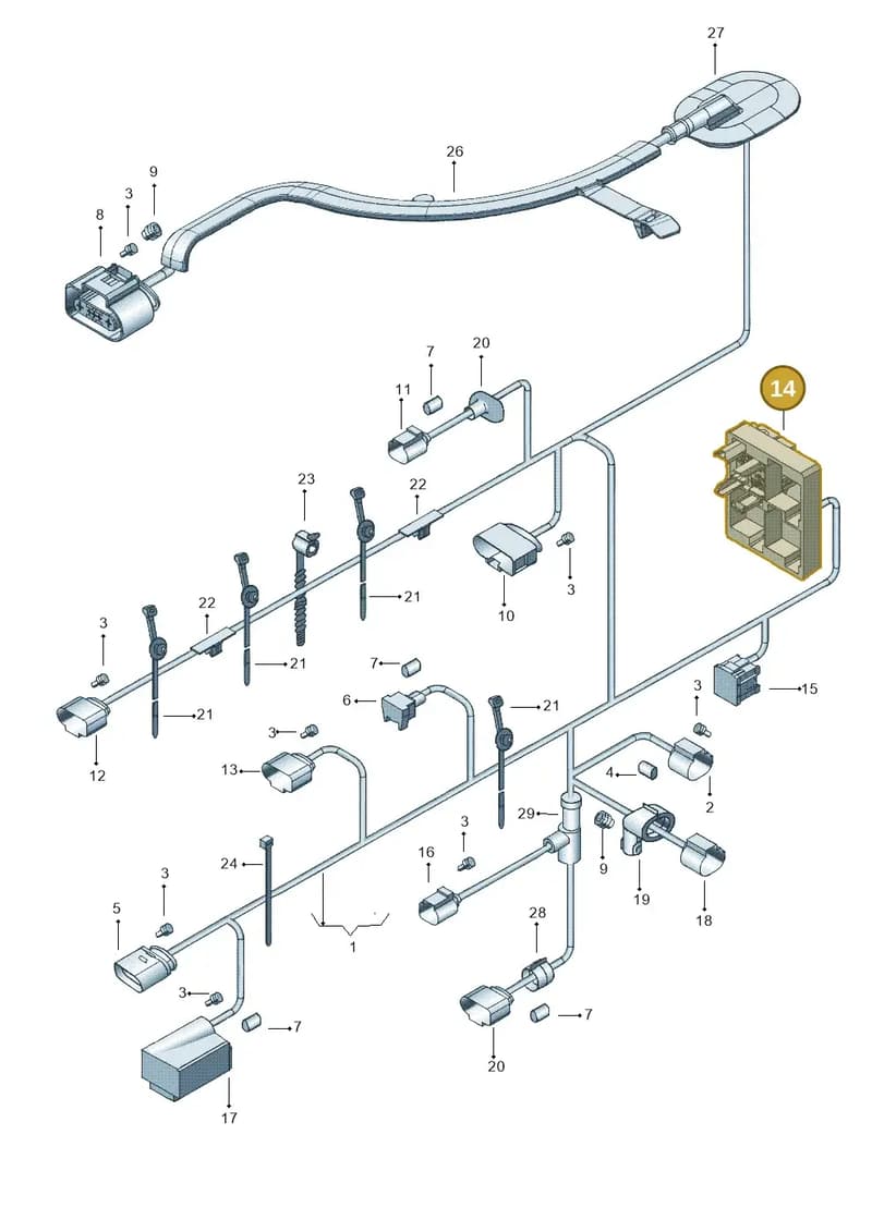 7M0937632B — Volkswagen Jetta (2010-2014) diagram 692971670, position 14