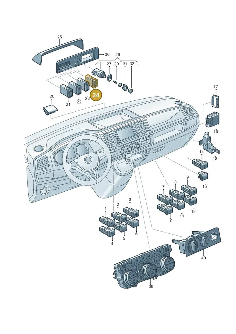 7M39415309B9 — Volkswagen Transporter Single Cab (2015-2019) diagram 862941510, position 24