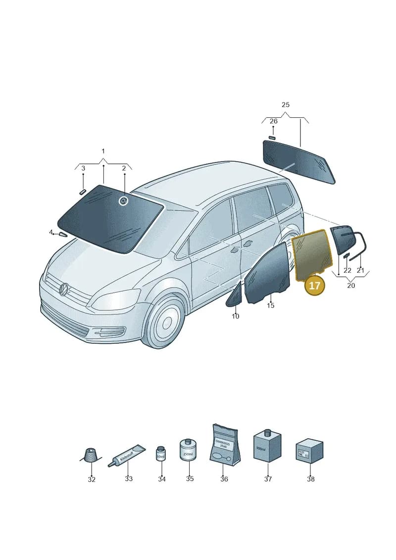 7N0845205A — Volkswagen Sharan Blue Motion (2010-2015) diagram 689845000, position 17