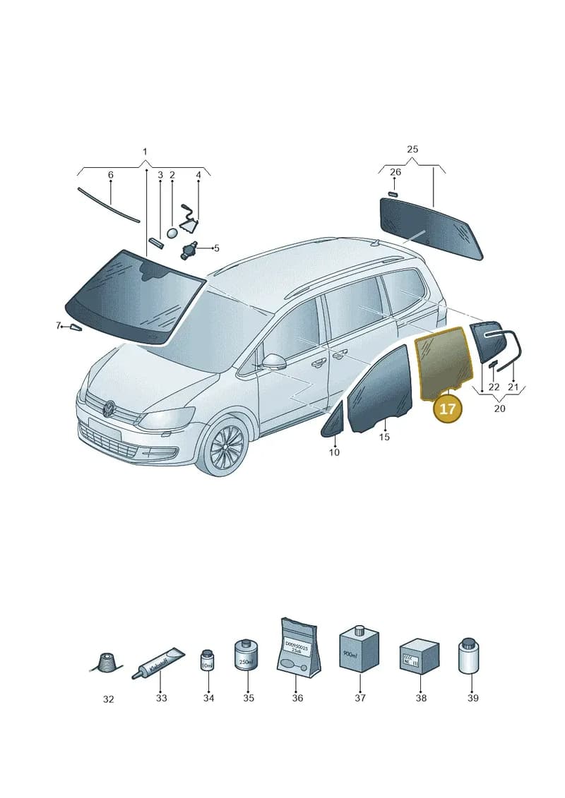 7N0845206 — Volkswagen Sharan (2015-2022) diagram 863845000, position 17