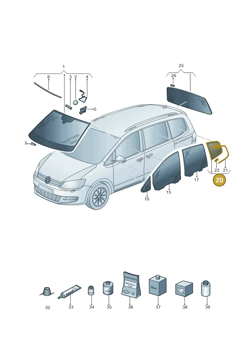 7N0845298ALNVB — Volkswagen Sharan (2015-2022) diagram 863845000, position 20