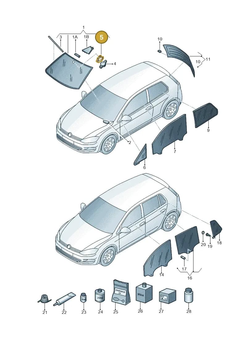 7N0845543A — Volkswagen Golf 1.4 BlueMotion (2014-2017) diagram 781845000, position 5