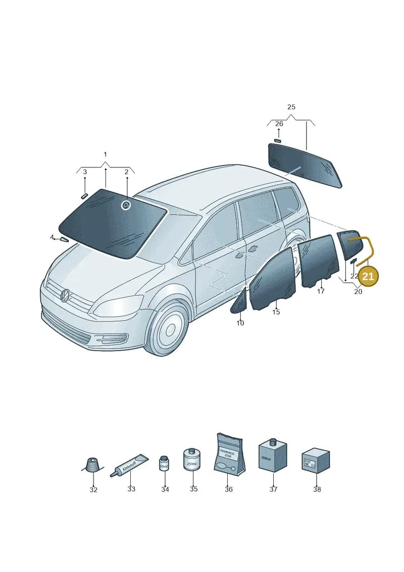 7N0853346A3Q7 — Volkswagen Sharan Blue Motion (2010-2015) diagram 689845000, position 21