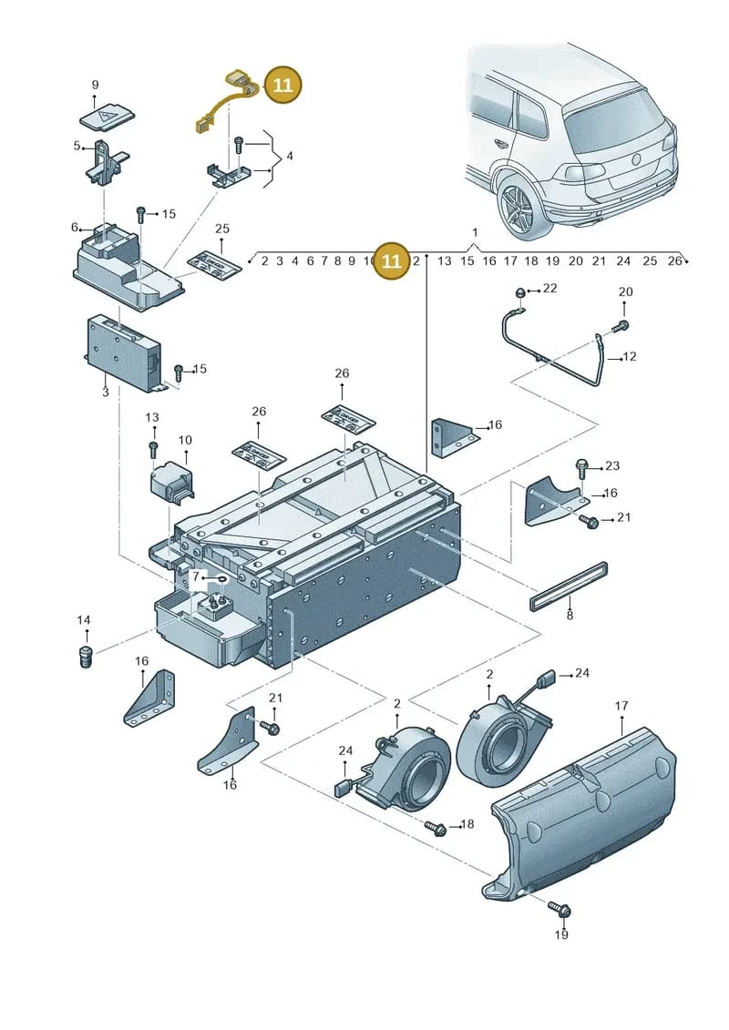 7P0971059 — Volkswagen Touareg (2014-2018) diagram 787901500, position 11