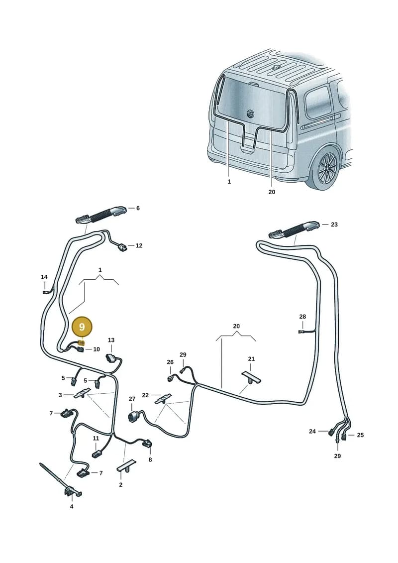 7P0972725 — Volkswagen Caddy Maxi (2020-2025) diagram 2ka972080, position 9
