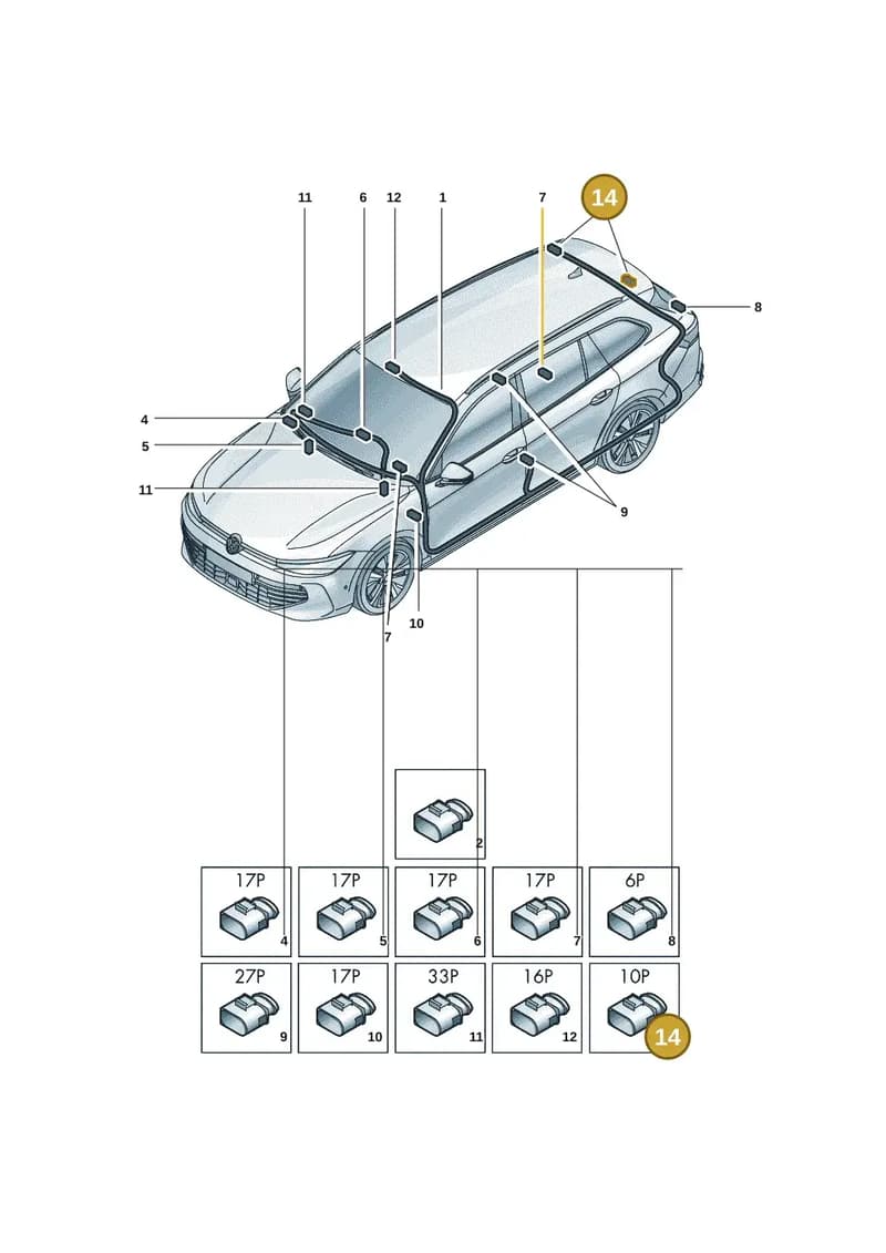 7P0972725 — Skoda Superb Combi (2023-) diagram 3j0972000, position 14