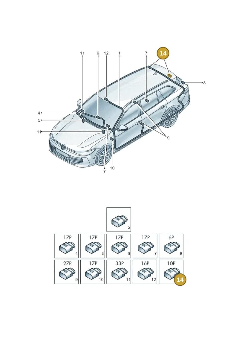 7P0972725 — Volkswagen Passat Estate (2023-2025) diagram 3j0972000, position 14