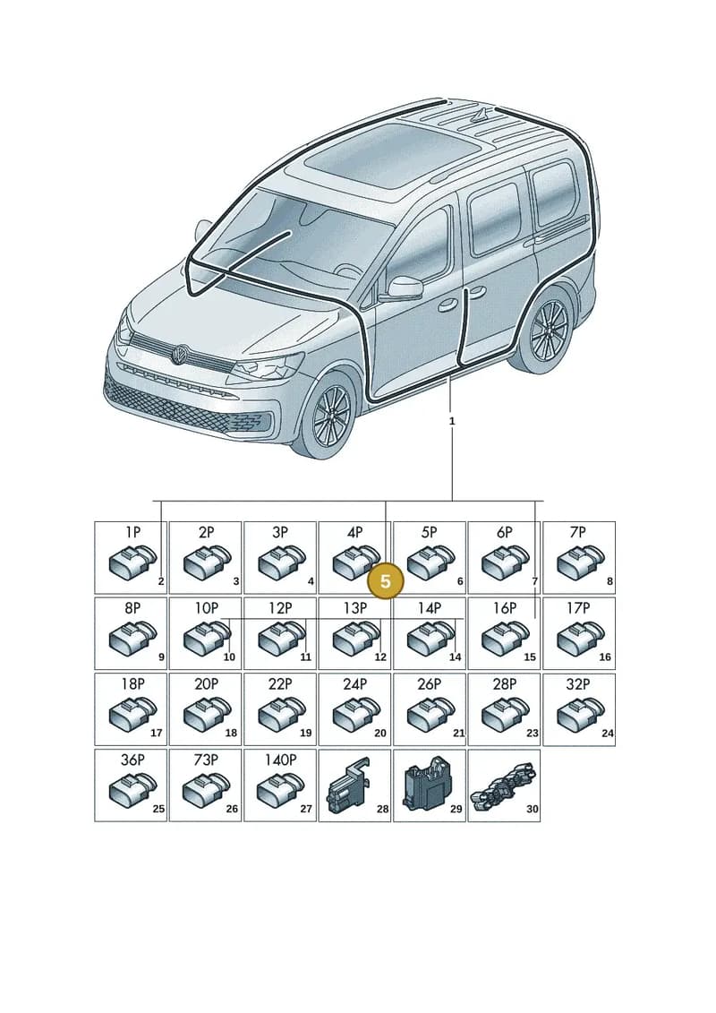 7P0972754A — Volkswagen Caddy Maxi (2020-2025) diagram 2ka971090, position 5