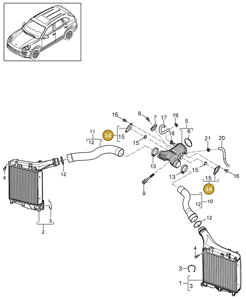 7P5129954 — Porsche Cayenne (2010-2018) diagram p37107070, position 14