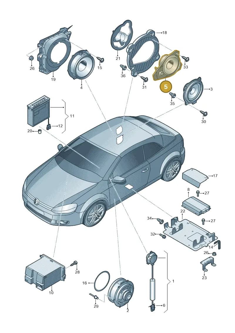 7P6035827 — Volkswagen Golf Cabriolet (2011-2016) diagram 718035350, position 5