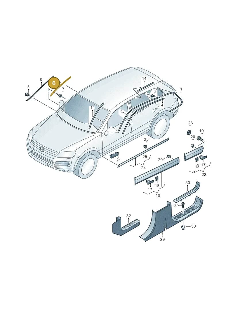 7P6854541 — Volkswagen Touareg (2012-2014) diagram 693853000, position 6