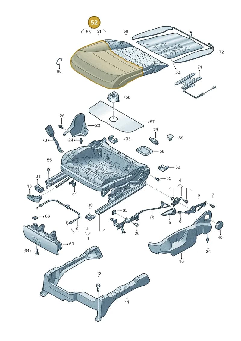 7P6881406GJOZW — Volkswagen Touareg (2014-2018) diagram 693881000, position 52