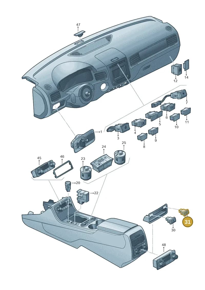 7P6963106B — Volkswagen Touareg (2014-2018) diagram 787941500, position 31