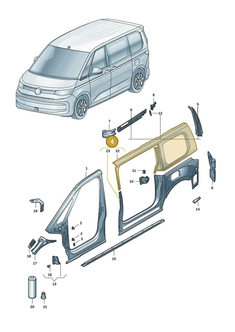 7T0809605A — Volkswagen Multivan (2021-2025) diagram 7t0809100, position 4