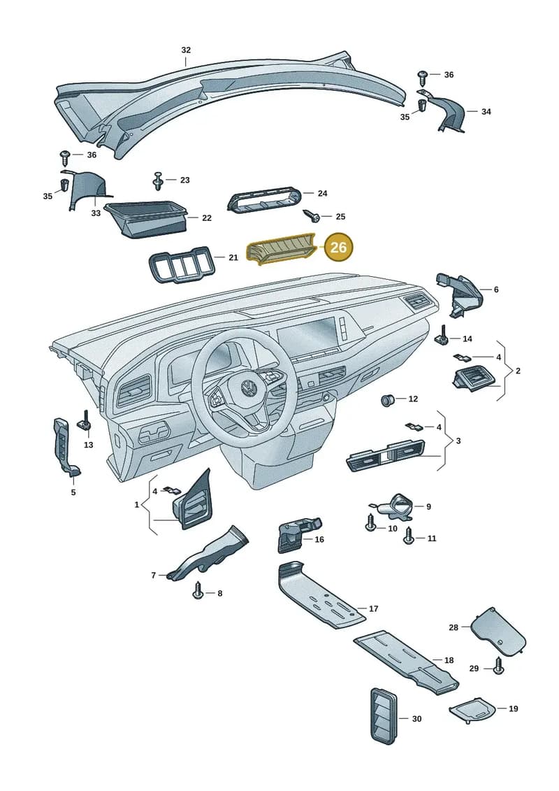 7T0819945A — Volkswagen Multivan (2021-2025) diagram 7t0819300, position 26