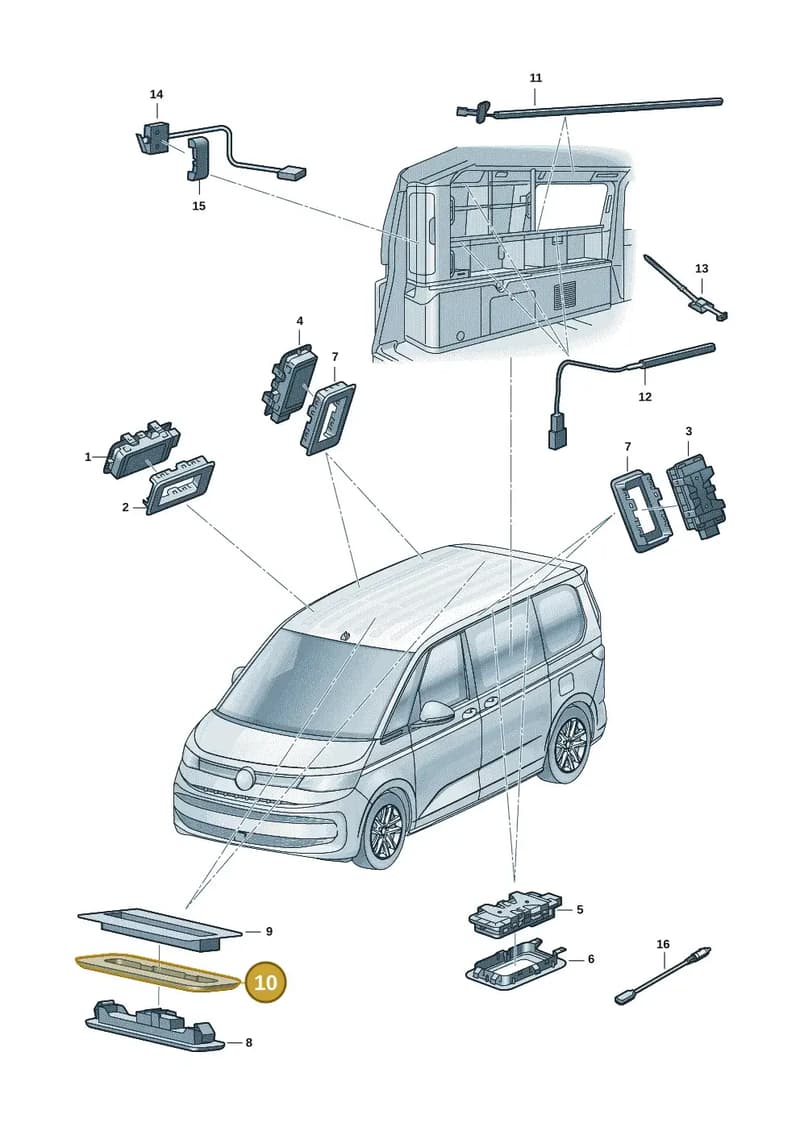 7T08585517CW — Volkswagen Multivan (2021-2025) diagram 7t0947010, position 10