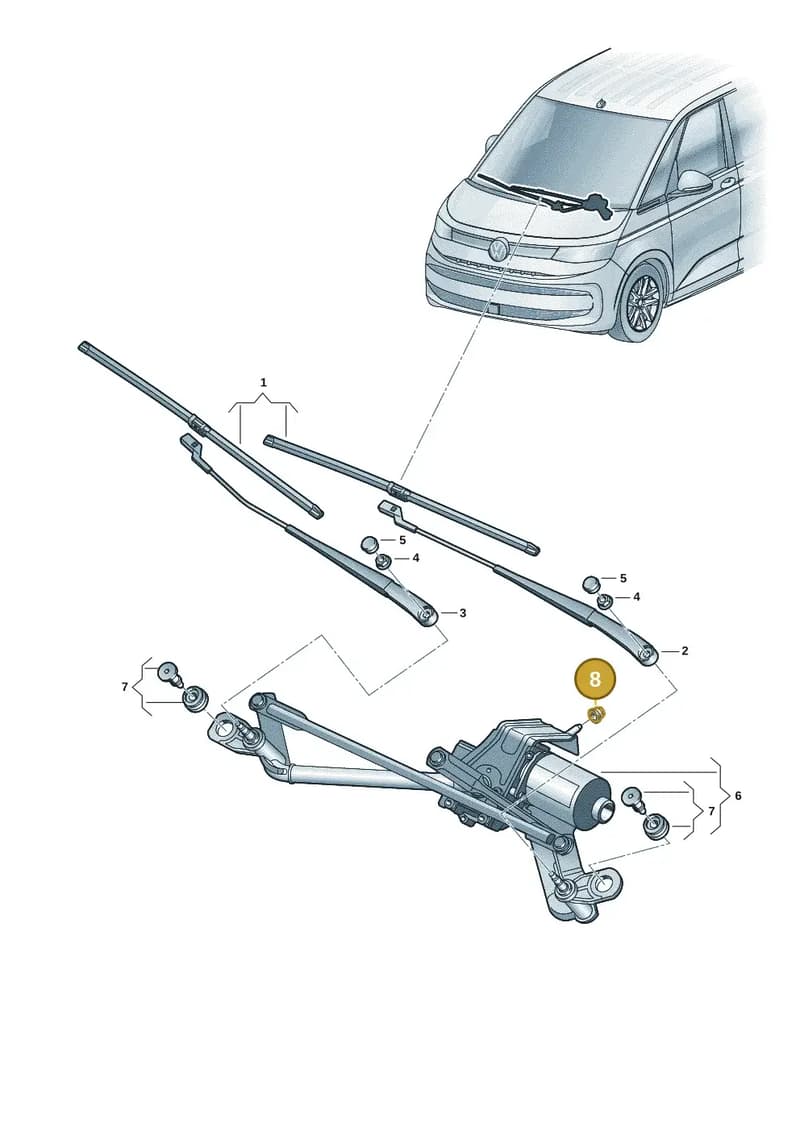7T0955493 — Volkswagen Multivan (2021-2025) diagram 7t0955000, position 8