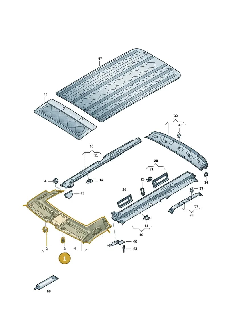 7T2867501A7CW — Volkswagen Multivan (2021-2025) diagram 7t0867610, position 1