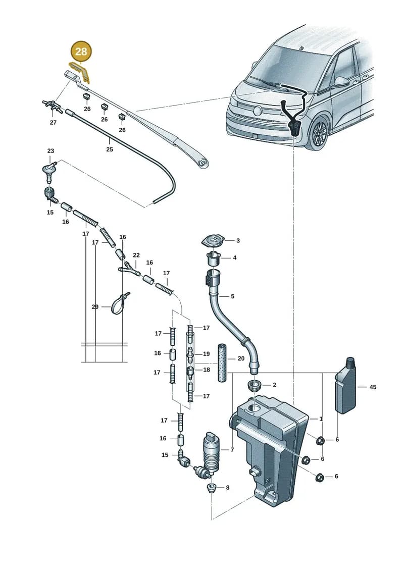 7T2955771 — Volkswagen Multivan (2021-2025) diagram 7t0955100, position 28
