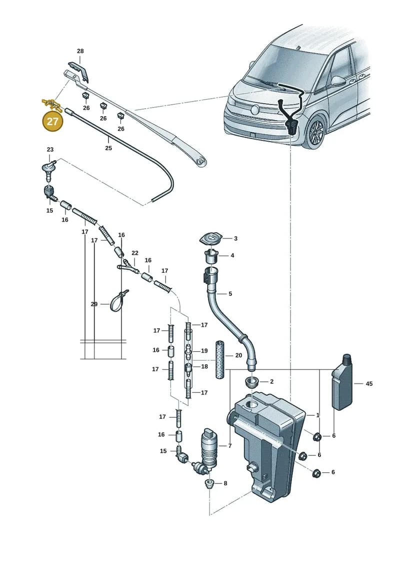 7T2955987 — Volkswagen Multivan (2021-2025) diagram 7t0955100, position 27