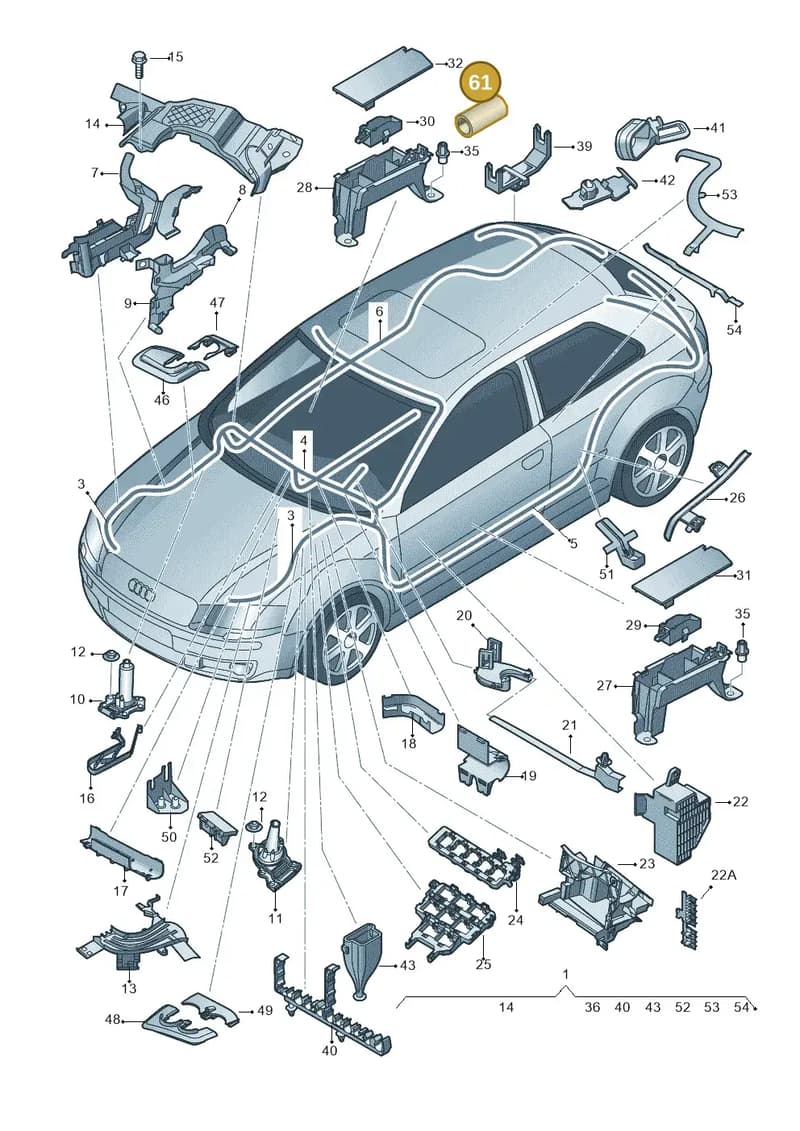 811971790A — Audi A3 Sportback (2008-2013) diagram 412971800, position 61