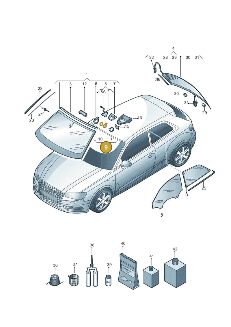 81D907253 — Audi A3 Sportback (2016-2020) diagram 745845000, position 9