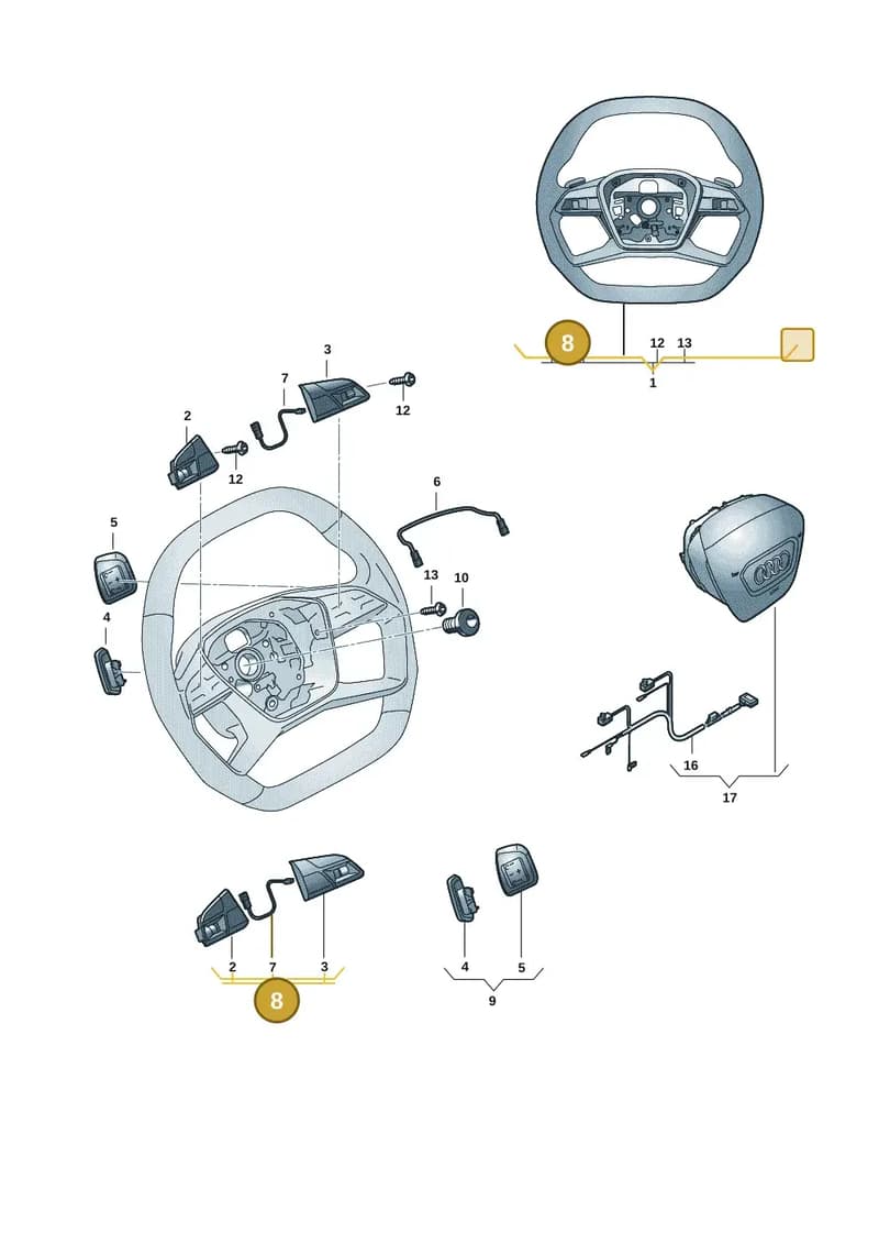 85E951523C — Audi A5 Limousine (2024-2025) diagram 8wh419000, position 8