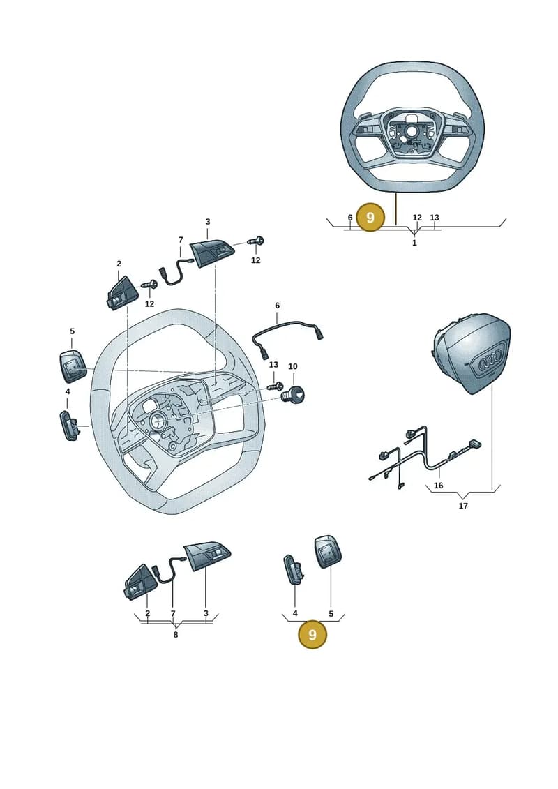 85E951523E — Audi A5 Limousine (2024-2025) diagram 8wh419000, position 9