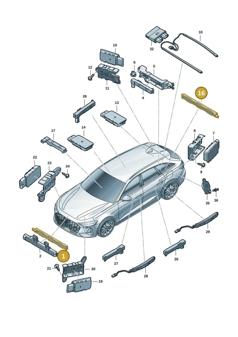 85H907247A — Audi A5 Limousine (2024-2025) diagram 8wk909000, position 1+16