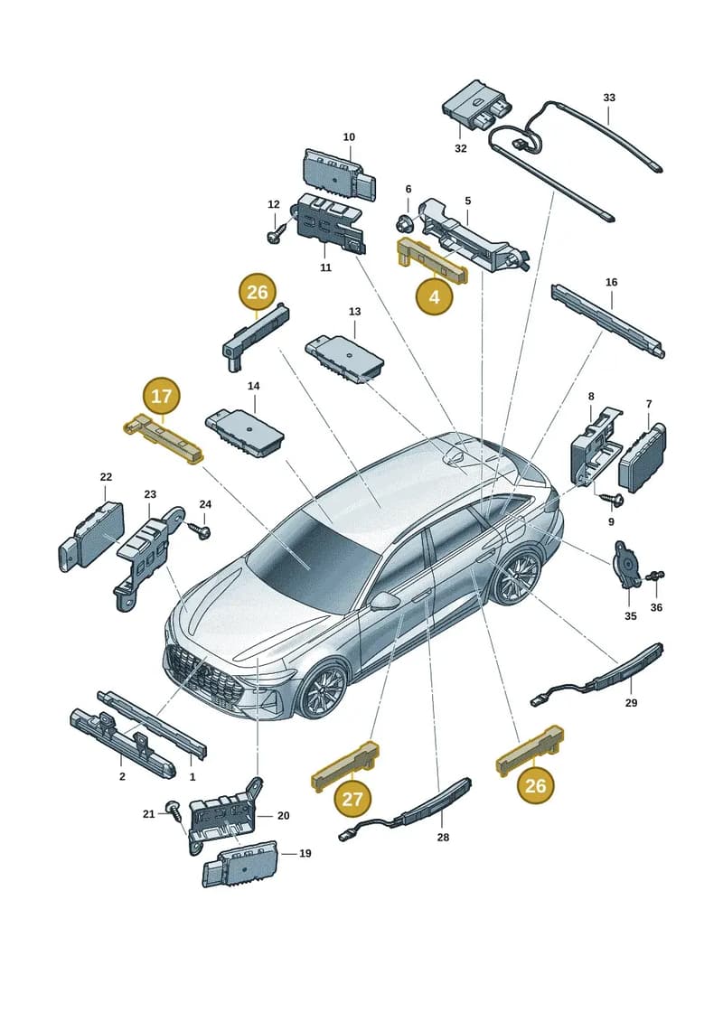 85H907247 — Audi A5 Limousine (2024-2025) diagram 8wk909000, position 4+17+26+27