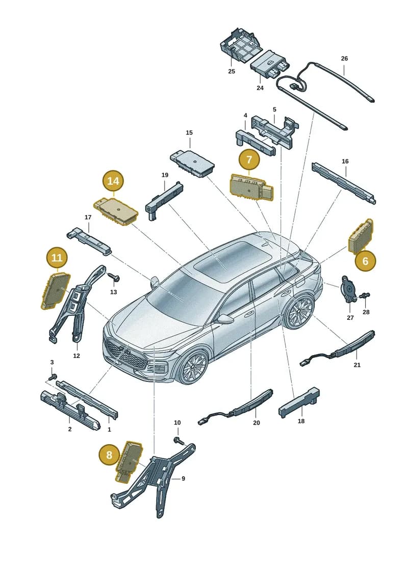 85H962133AA — Audi Q6 e-tron (2023-2025) diagram f5s909000, position 6+7+8+11+14