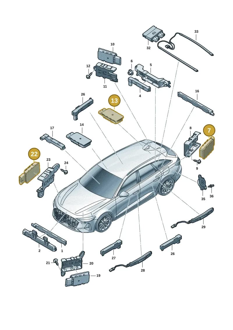 85H962133N — Audi A5 Limousine (2024-2025) diagram 8wk909000, position 7+13+22