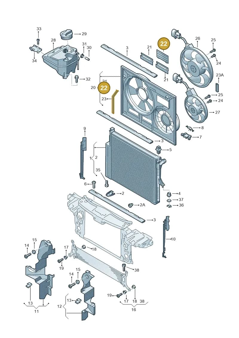 8A0121223A — Volkswagen Touareg (2003-2005) diagram 274121700, position 22