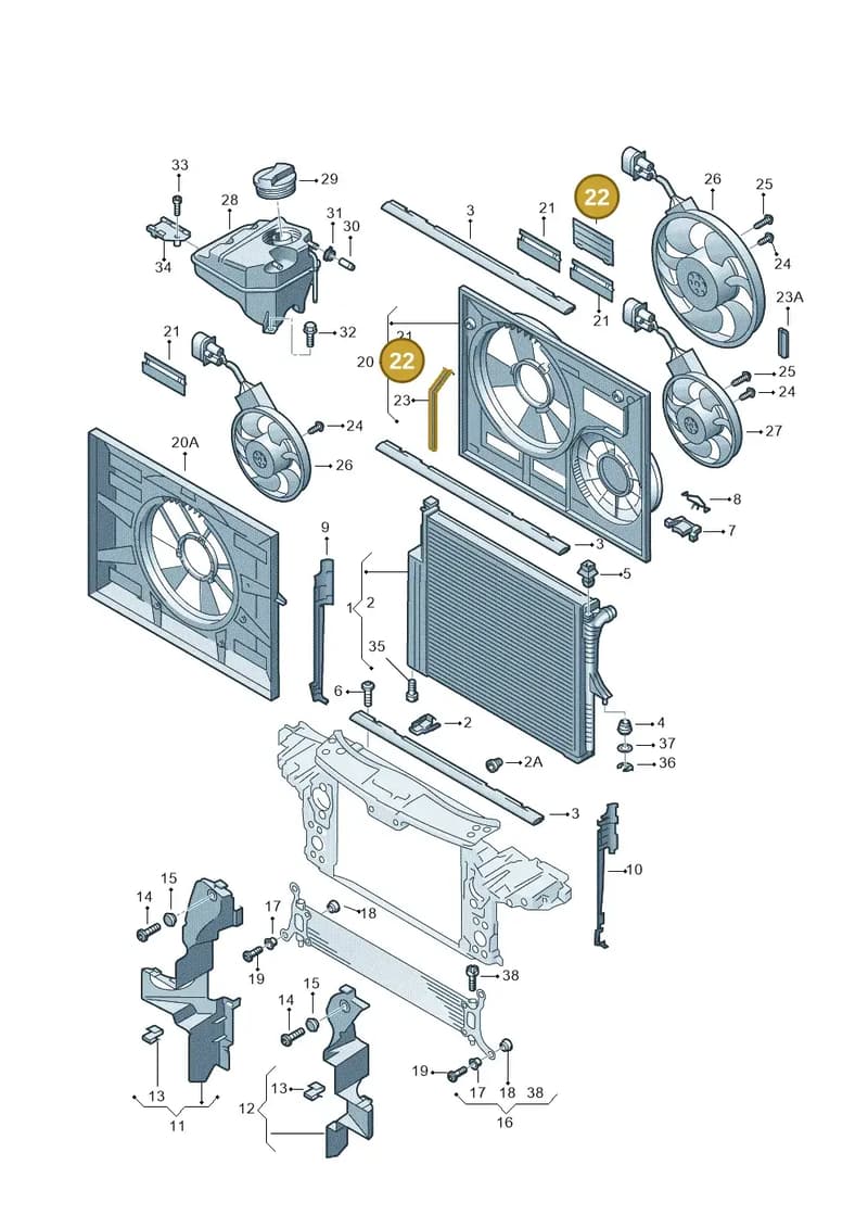 8A0121223A — Volkswagen Touareg (2005-2006) diagram 478121700, position 22