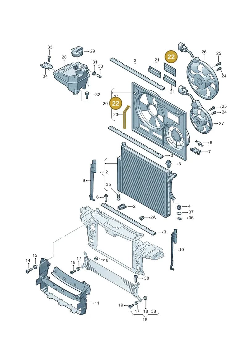 8A0121223A — Volkswagen Touareg                08> (2007-) diagram 616121700, position 22