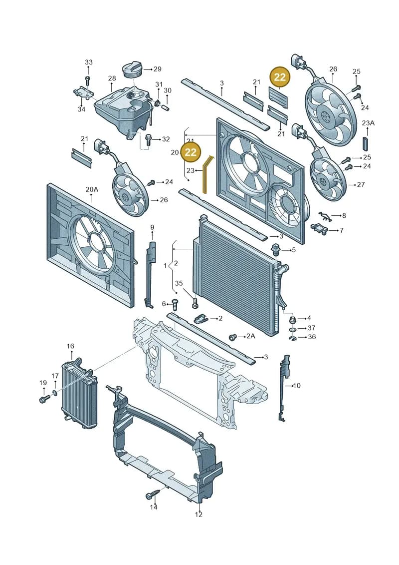 8A0121223A — Volkswagen Touareg                08> (2007-) diagram 616121720, position 22